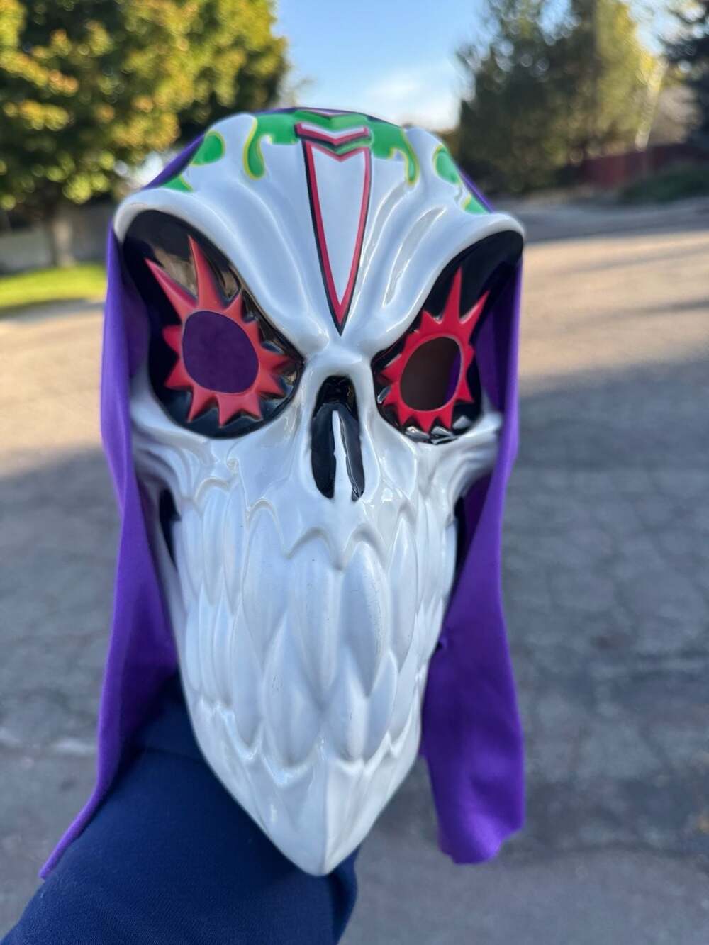 Monster Jam Grave Digger Skull Mask with Purple Hood